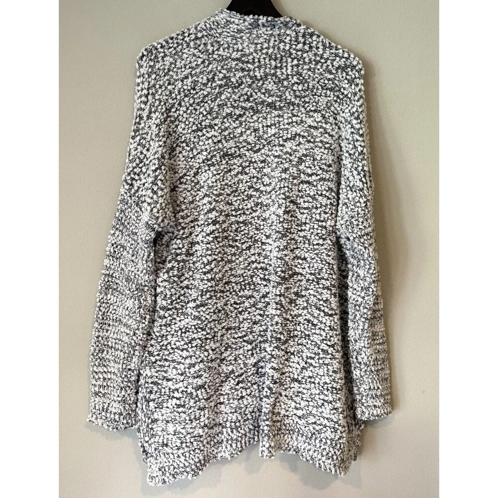 ModCloth Women's Marled Cardigan 1X Blue White Open Front Cozy